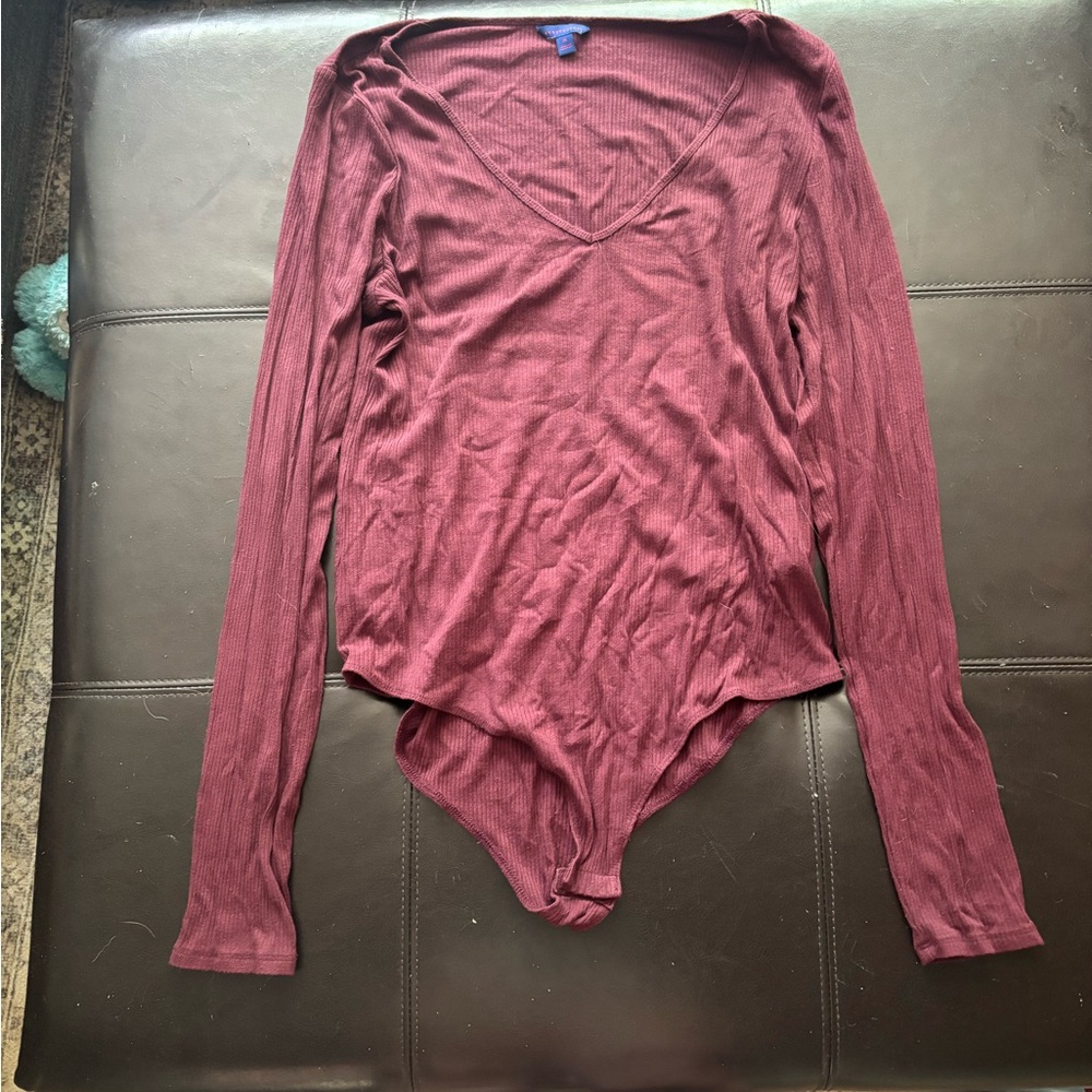 Aeropostale Pink Asymmetrical Long Sleeve Bodysuit